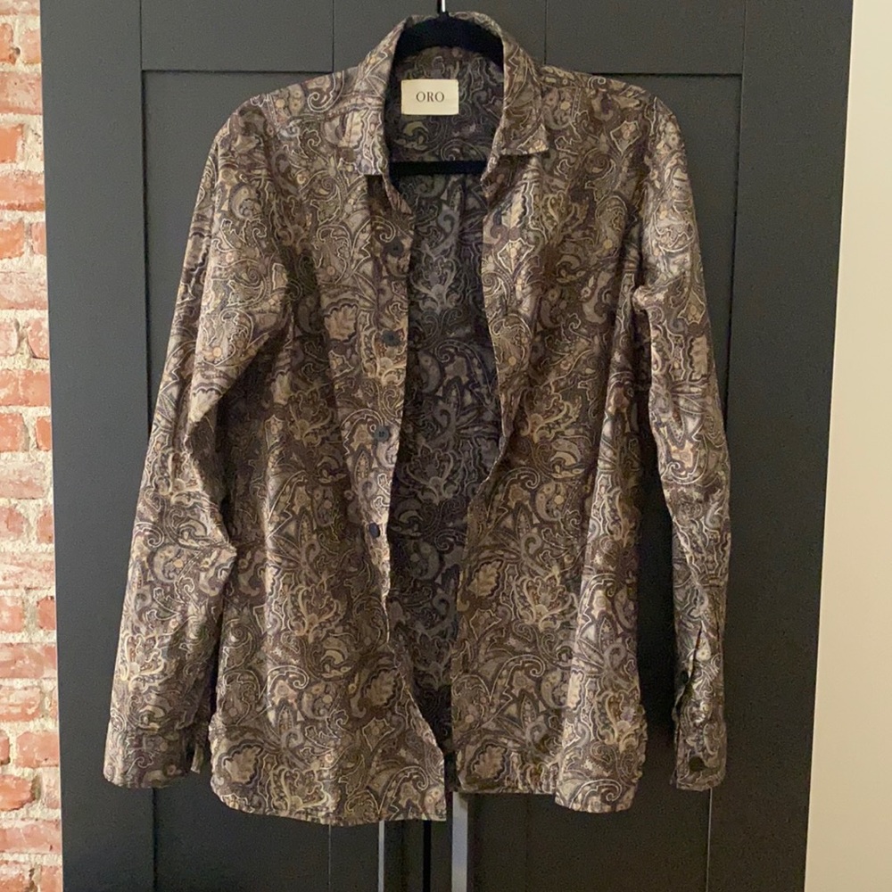 ORO Patterned Long Sleeve Button Up SZ M